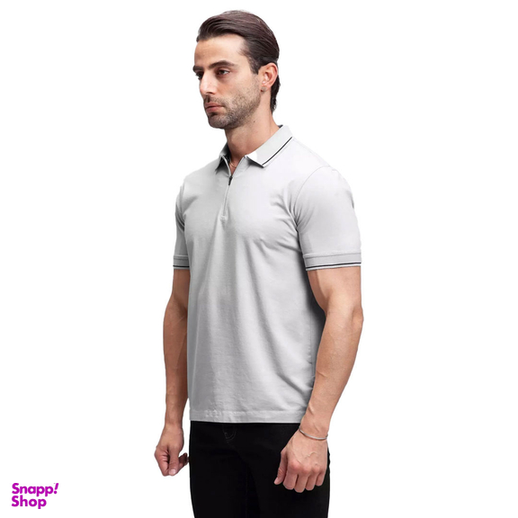 تیشرت مردانه ست من مدل یقه دار نیم زیپ کد TY174 رنگ طوسی