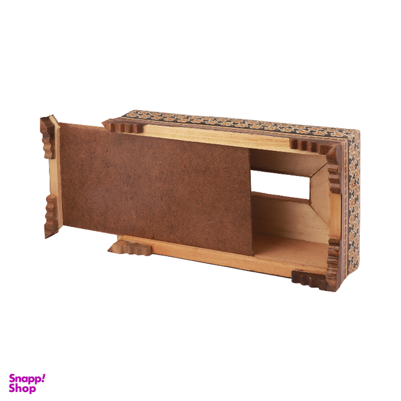 جعبه دستمال کاغذی خاتم کاری مدل تخمه دار چوبی نقاشی کد 21 اسلیمی