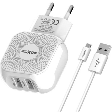 شارژر موبایل 2 پورت موکسوم مدل KH-44 به همراه کابل