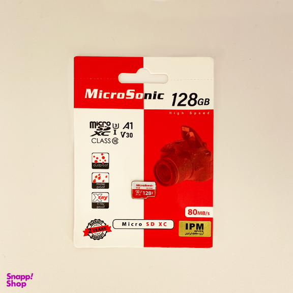 کارت حافظه microSDXC میکروسونیک مدل 533X-A1-V30 کلاس 10 استاندارد UHS-I U3 سرعت 80MBps ظرفیت 128 گیگابایت