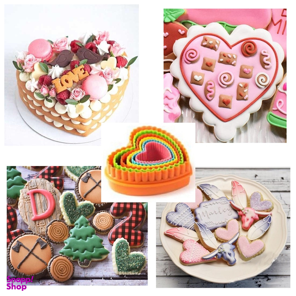 کاتر دو طرفه شیرینی پزی بهگز مدل قلب مجموعه 5 عددی