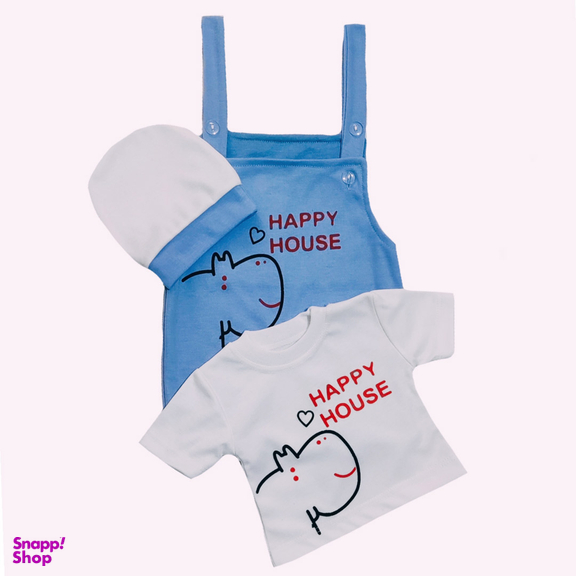 ست 3 تکه لباس نوزادی مدل Happy کد M01