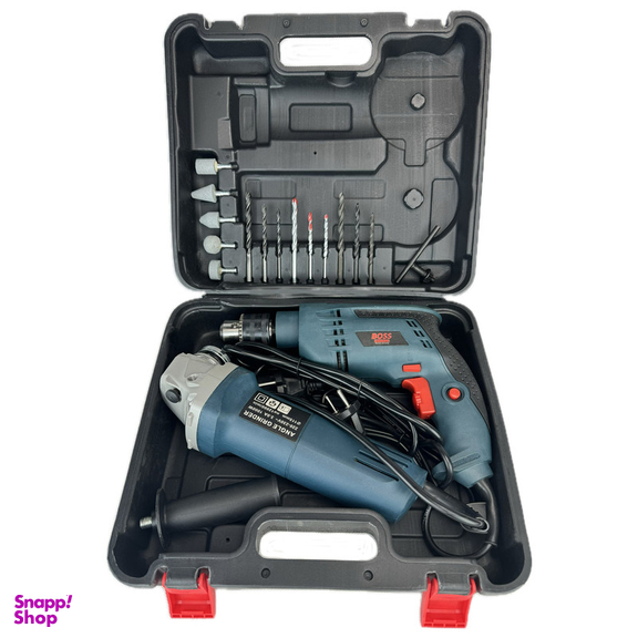 دریل چکشی باس مدل BS-5835 مجموعه 2 عددی