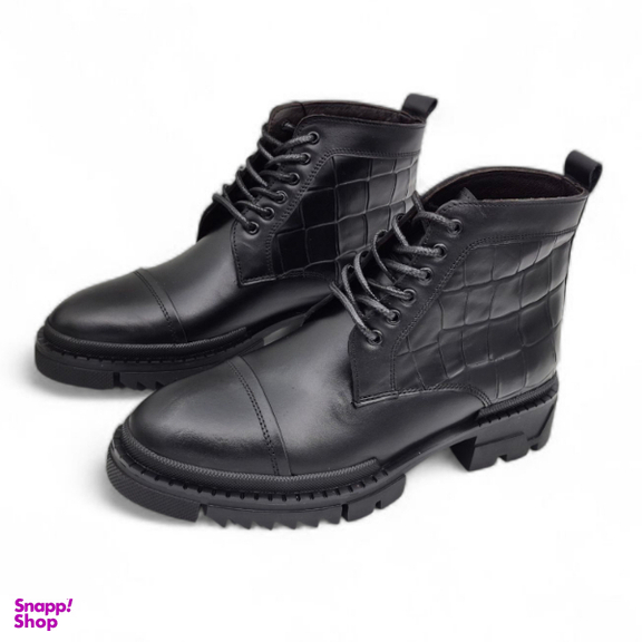 نیم بوت مردانه چرم ریباری مدل Z31 رنگ مشکی