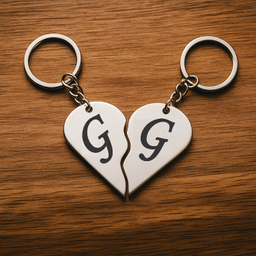 جاکلیدی گیلواره زراوشان مدل قلب دو تکه حرف G G