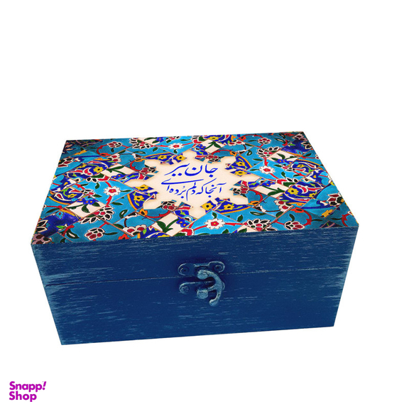 جعبه هدیه چوبی مدل هنری طرح کاشی کد SB80