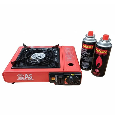 اجاق گاز سفری AS کد MT0341 به همراه دو عدد کپسول گاز سفری و کیف حمل