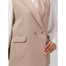 جلیقه رسمی زنانه برنس مدل نوژه رنگ نسکافه ای