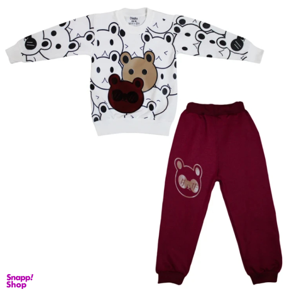 ست سویشرت و شلوار راحتی پسرانه چیندکا مدل خرسی کد 1013