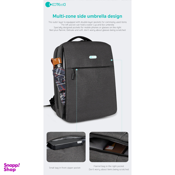 کوله پشتی لپ تاپ کوتتسی مدل NoteBook Multi-Functional Backpack Hemp 14011-HG مناسب برای لپ تاپ 16 اینچی