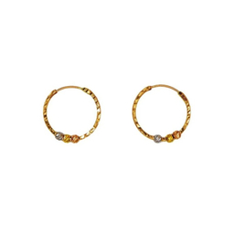 گوشواره طلا 18 عیار زنانه نوا مدل حلقه ای سه گوی کد 44508