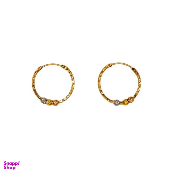 گوشواره طلا 18 عیار زنانه نوا مدل حلقه ای سه گوی کد 44508