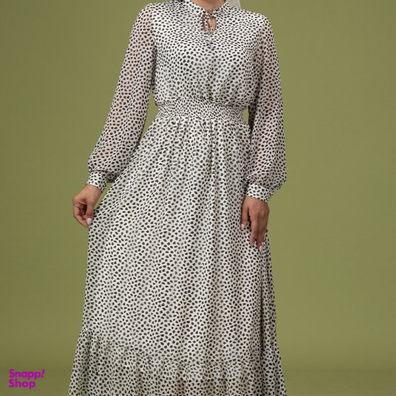 پیراهن زنانه برنس مدل تیام رنگ سفید طرحدار