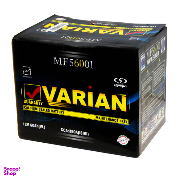 باتری اتمی خودرو صبا باتری ۶۰ آمپر مدل Varian