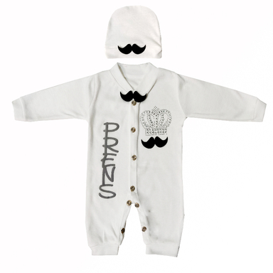 ست سرهمی و کلاه نوزادی مدل sibiloo رنگ سفید