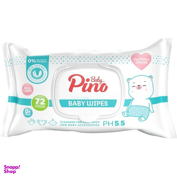 دستمال مرطوب کودک پینو بیبی حاوی عصاره آلوئه ورا بسته 72 عددی