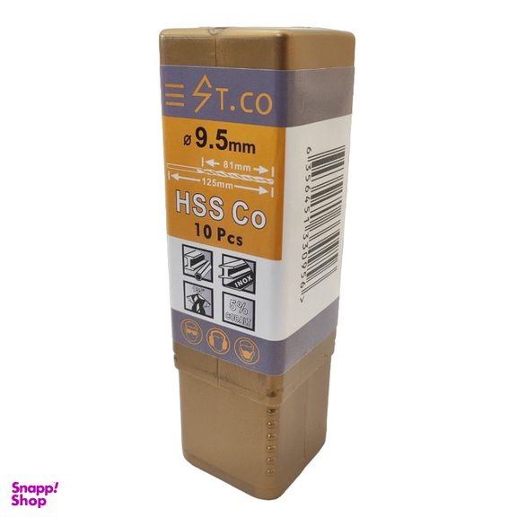 مته کبالت اس تیکو مدل Hssco سایز 9.5 میلی متر بسته 10 عددی