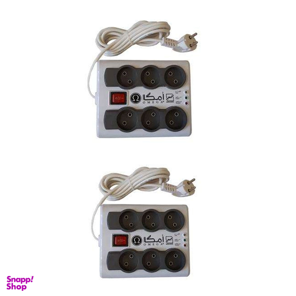محافظ ولتاژ و چندراهی برق امگا مدل P6000 مجموعه 2 عددی