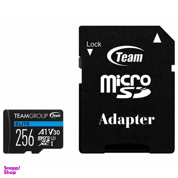 کارت حافظه تیم گروپ مدل microSDXC A1 V30 U3 ظرفیت 256 گیگابایت به همراه خشاب
