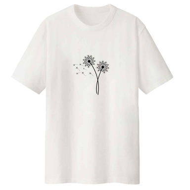 تیشرت لانگ زنانه طرح قاصدک کد L44 S رنگ سفید