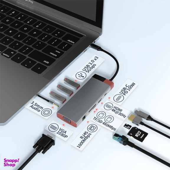 USB هاب 10 پورت Type-C ای جی دبلیو مدل BS10A