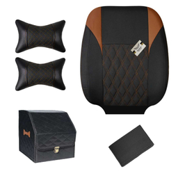 روکش صندلی خودرو سوشیانت مدل گوشواره ای به همراه پشت گردنی و باکس و دور فرمان مناسب پژو 206 و 207