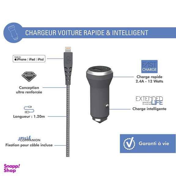 شارژر فندکی فورس مدل FPCACMFIN1.2MG به همراه کابل لایتنینگ