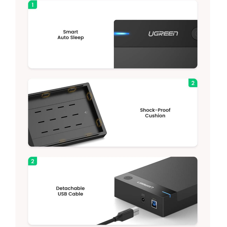 باکس هارد 3.5/2.5 اینچ HDD/SSD USB 3.0 یوگرین مدل US222