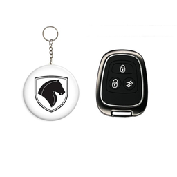 کاور سوئیچ خودرو کالانیکس مدل COV-DENAFEL-10392 طرح فلزی به همراه جاسوئیچی مناسب دنا