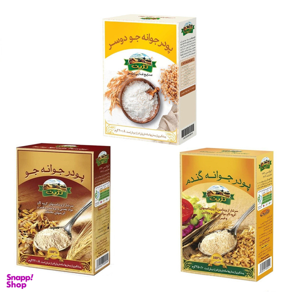 پودر جوانه غلات جو جودوسر و گندم تژین وزن 670 گرم مجموعه 3 عددی