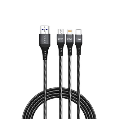 کابل تبدیل USB به MicroUSB/Type-C/Lightning آزرا مدل DC352 طول 1.2 متر