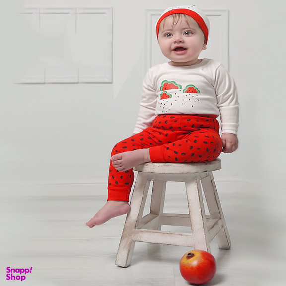 ست 3 تکه لباس نوزادی مدل یلدا طرح هندوانه کد g3