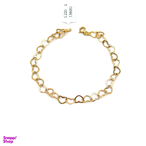 دستبند طلا 18 عیار زنانه طرح قلبی کد 136002