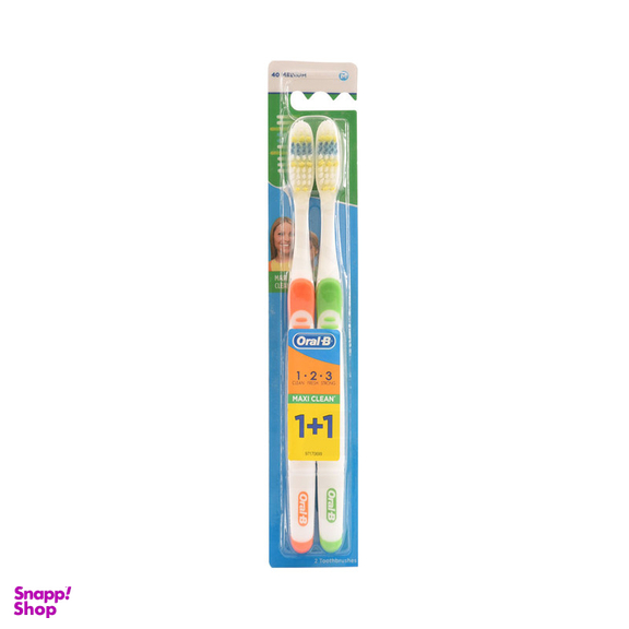 مسواک اورال بی مدل MAXI CLEAN برس متوسط بسته 2 عددی