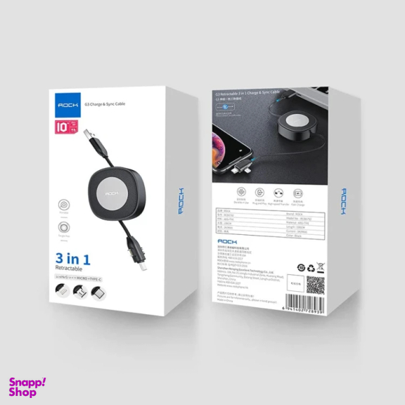 کابل تبدیل USB به Lightning/Type-C/MicroUSB راک مدل G3 طول 1 متر