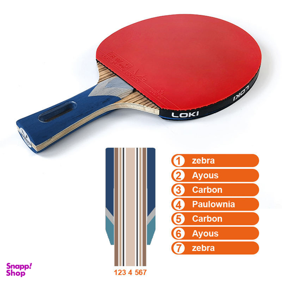 راکت پینگ پنگ لوکی مدل کربن بالانس 6 ستاره کد 69