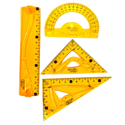 ست خط کش و گونیا و نقاله سی بی اس مدل ژله ای JM904 مجموعه 4 عددی