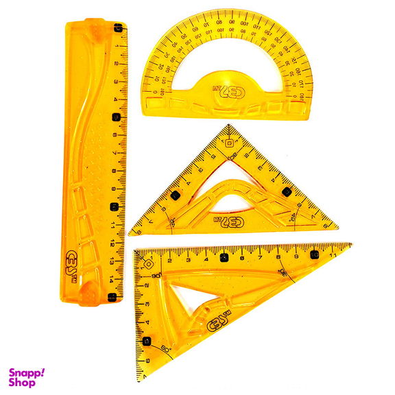 ست خط کش و گونیا و نقاله سی بی اس مدل ژله ای JM904 مجموعه 4 عددی