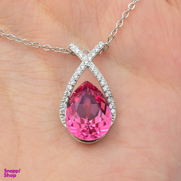 گردنبند نقره زنانه طرح سواروسکی کد swar44 رنگ صورتی