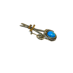 گل سینه نقره 925 عیار زنانه طرح دایره آبی کد 45014 GLSN