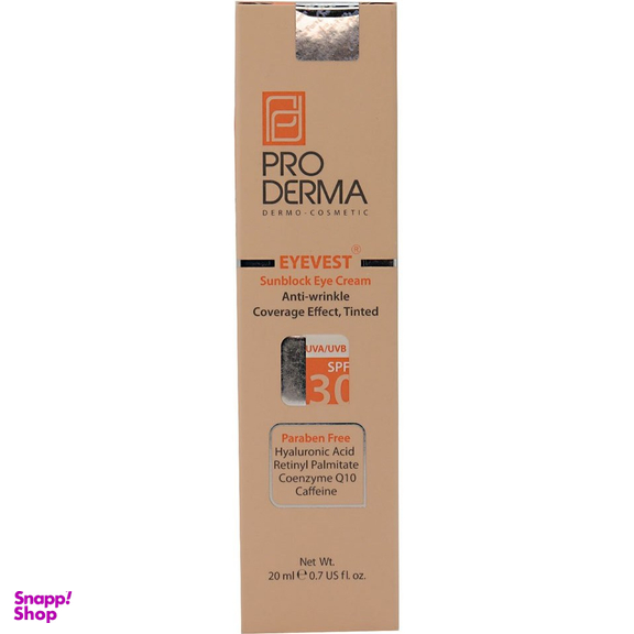 کرم دور چشم رنگی پرودرما سری Eyevest مدل Anti Wrinkle Spf 30 حجم 20 میلی لیتر