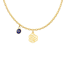 گردنبند طلا 18عیار دخترانه کرابو طرح گل رز مدل Kr11035