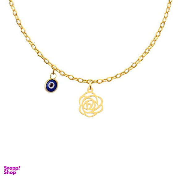 گردنبند طلا 18عیار دخترانه کرابو طرح گل رز مدل Kr11035