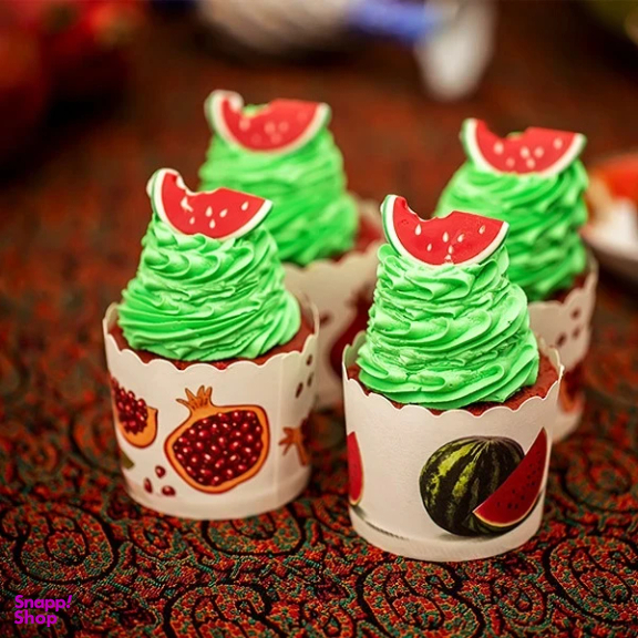 کاغذ کاپ کیک به گز طرح یلدایی بسته 12 عددی