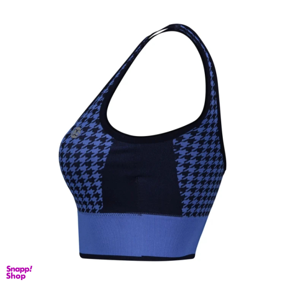ست نیم تنه تاپ کراپ و شلوارک ورزشی زنانه دریم اسلیم کد T549 رنگ آبی طرح چهارخانه