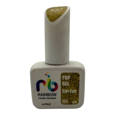 رابر تاپ ژل ناخن کهکشانی رینبو مدل CAT EYE کد X67 حجم 12 میلی لیتر