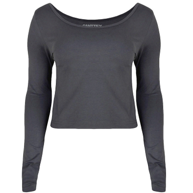 کراپ تیشرت آستین بلند زنانه کانتکس مدل 249014521 رنگ طوسی