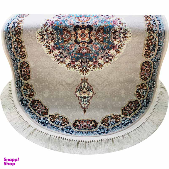 فرش ماشینی مدل بیضی طرح هالیدی زمینه فیلی