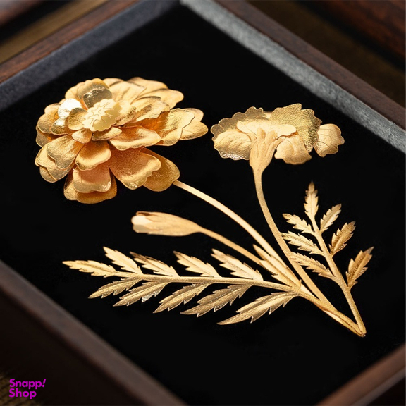 تابلو ورق طلا الون طرح گل همیشه بهار