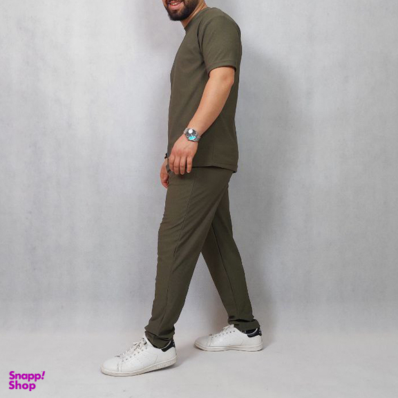 ست تیشرت و شلوار مردانه کد 52 رنگ سبز زیتونی